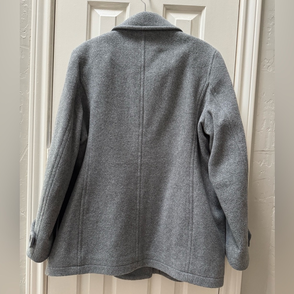 L.L. Bean 16 Classic Lambswool Peacoat, Heather Grey - Picture 2 of 6